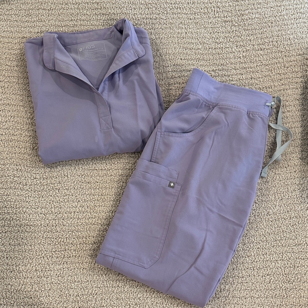 Figs Lavender Scrub Set Small Rafaela Top Medium Kade Cargo Bottoms